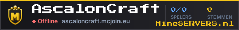 Banner van AscalonCraft met de actuele serverstatus