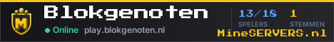 Banner van Blokgenoten met de actuele serverstatus