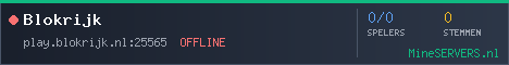 Banner van Blokrijk met de actuele serverstatus