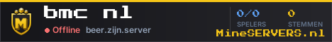 Banner van bmc nl met de actuele serverstatus