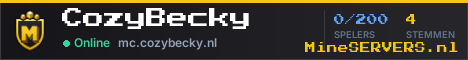 Banner van CozyBecky met de actuele serverstatus