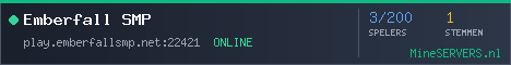 Banner van Emberfall SMP met de actuele serverstatus