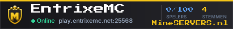 Banner van EntrixeMC met de actuele serverstatus