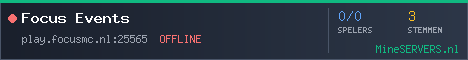 Banner van Focus Events met de actuele serverstatus