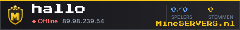 Banner van hallo met de actuele serverstatus