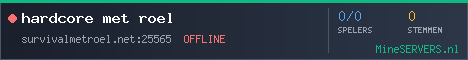 Banner van hardcore met roel met de actuele serverstatus