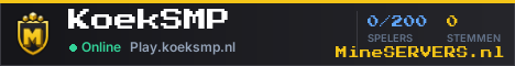 Banner van KoekSMP met de actuele serverstatus