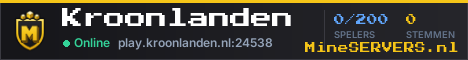 Banner van Kroonlanden met de actuele serverstatus