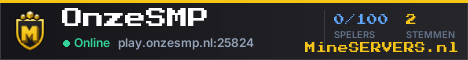 Banner van OnzeSMP met de actuele serverstatus