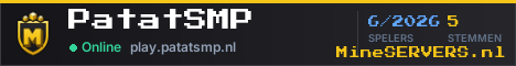 Banner van PatatSMP met de actuele serverstatus