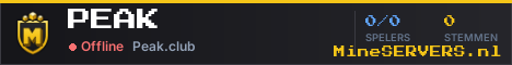 Banner van PEAK met de actuele serverstatus