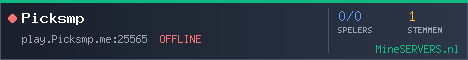 Banner van Picksmp met de actuele serverstatus