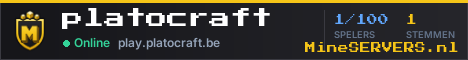 Banner van platocraft met de actuele serverstatus