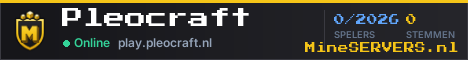 Banner van Pleocraft met de actuele serverstatus