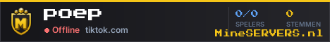 Banner van poep met de actuele serverstatus