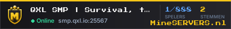 Banner van QXL SMP | Survival, towns en spelershandel met de actuele serverstatus