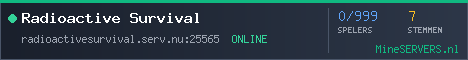 Banner van Radioactive Survival met de actuele serverstatus