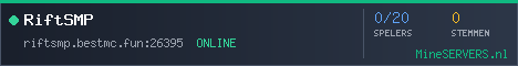Banner van RiftSMP met de actuele serverstatus