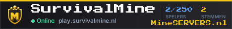 Banner van SurvivalMine met de actuele serverstatus