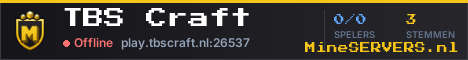 Banner van TBS Craft met de actuele serverstatus