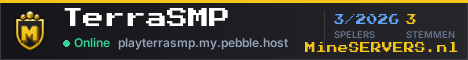 Banner van TerraSMP met de actuele serverstatus