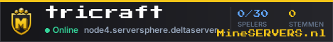 Banner van tricraft met de actuele serverstatus