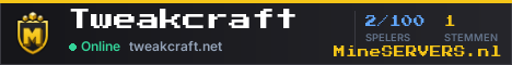 Banner van Tweakcraft met de actuele serverstatus