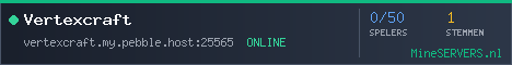 Banner van Vertexcraft met de actuele serverstatus