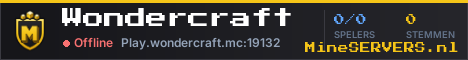Banner van Wondercraft met de actuele serverstatus