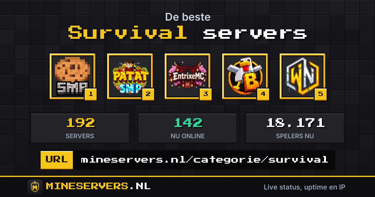 Minecraft Survival Servers 2026 — Beste NL/BE Servers + IP